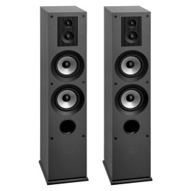 VEVOR Floorstanding Speakers Pair, 3-Way, Floor-Standing Tower Speakers with 0.75 in & 1 in Tweeter, Dual 5.25 in Woofers, 145W Peak Power