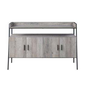 52-Inch TV Stand with 1 Open Compartment, Gray Oak and Black