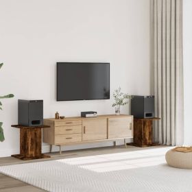 Speaker Stands 2 pcs Smoked Oak 11.8x11.8x15.7" Engineered Wood
