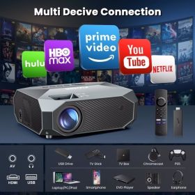 Projector With 5G WiFi And Bluetooth, Native 1080P, Supports 4K, Suitable For Mobile Phones,PCs,TV Sticks,PS5, Shipped From FBA Warehouse, Prohib (Option: Black)