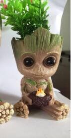 Galaxy Guard Flower Pot Tree Man Grute Baby Tree Man PVC Handmade Ornament (colour: Little Embracing Bird)
