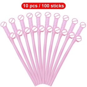 10Pcs Drinking Penis Straws Bride Shower Sexy Hen Night Drink Penis Dick Novelty Nude Straw For Bar Bachelorette Party Supplies (Color: Pink, Ships From: China)