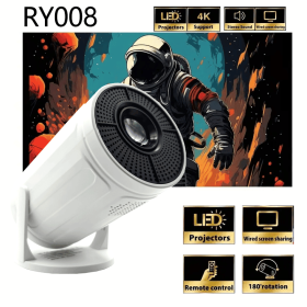 Popular Home 1080p Projector HY200 Portable New Projector for Home Cinema (Color: White)