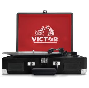Victor Metro Dual Bluetooth Suitcase Turntable (Color: Black)
