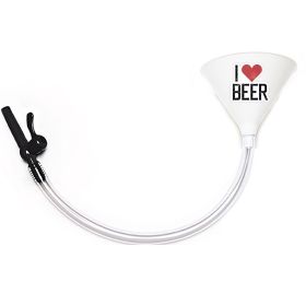 I Love Beer - Beer Bong Funnel with Valve (Color: White, Tubing Size: 3 Feet)