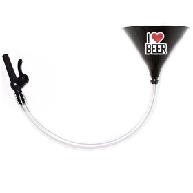 I Love Beer - Beer Bong Funnel with Valve (Color: Black, Tubing Size: 2 Feet)