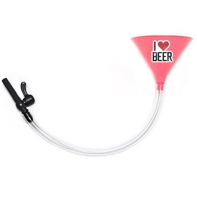 I Love Beer - Beer Bong Funnel with Valve (Color: Pink, Tubing Size: 2 Feet)