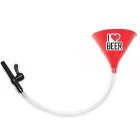 I Love Beer - Beer Bong Funnel with Valve (Color: Red, Tubing Size: 3 Feet)